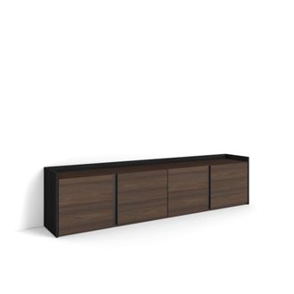Skraut Home Mueble tv efecto madera roble oscuro y negro 207x35x50cm