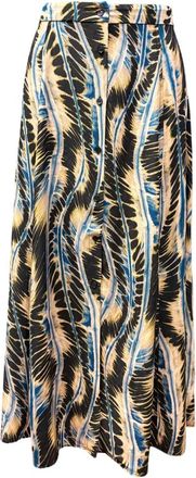 Ulla Johnson Rokken, Dames, Veelkleurig, M, Stromende Zijden Midi Rok Knoopsluiting vooraan