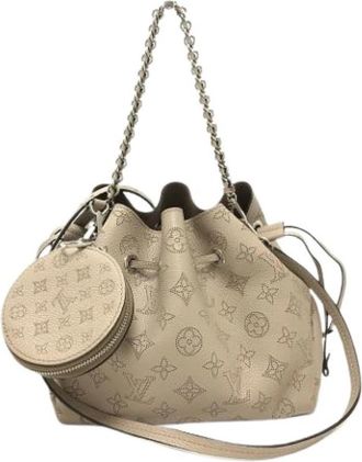Louis Vuitton Pre-owned Monogram Mahina Bella Handbag - Dames - Vintage Tas - Beige - ONE Size - Leer - Vintage