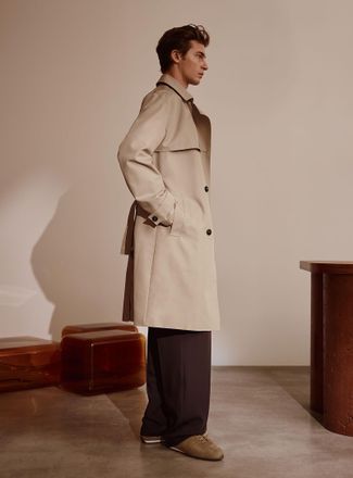 Le 31 Mens Belted double-breasted trench coat