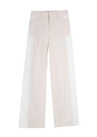 Dior Cream and White Two Toned Wide Leg Jeans Size XS