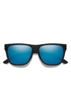 Smith Lowdown 2 55mm ChromaPop Polarized Square Sunglasses in Black/glass Blue Mirror at Nordstrom