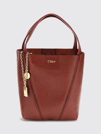 Chlo&eacute; Borsa a mano mini Spin in pelle di vitello a grana con anello