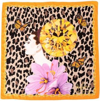 Dee Ocleppo Womens Dee X Ashley Longshore Orange Leopard Silk Scarf - Multicolour - One Size
