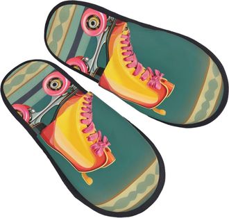 Generic Retro Roller Skates Men Women House Shoes Fluffy Shoes Non-Slip House Slippers For Outdoor Winter Bedroom L