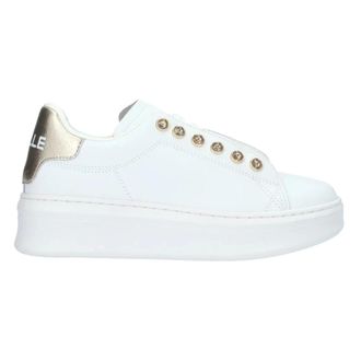 Gaëlle Paris Sneakers, female, White, 4 UK, White Leather Trainers with Strass