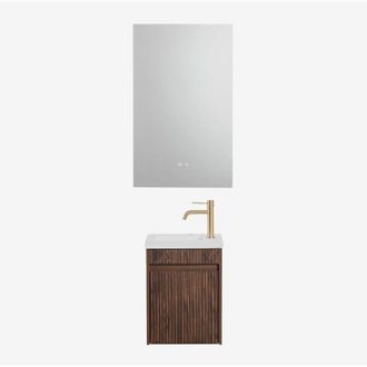 Sklum Conjunto De Mueble De Ba&ntilde;o Suspendido En Madera Con Lavabo Integrado Narek Sklum