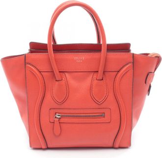 Celine Red Color Leather Handbag Tote Bag (Pre-Owned)