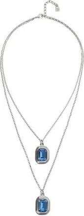 UNOde50 Double-Layer Silver-Tone Necklace with Blue Crystals at Nordstrom