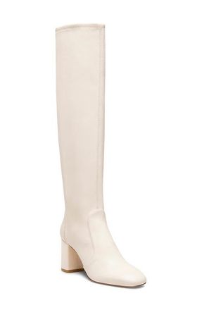 Stuart Weitzman Lucie Knee High Block Heel Boot in Cream. at Nordstrom, Size 8.5