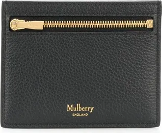 Mulberry Accessoires, Dames, Zwart, ONE Size, Zwarte leren rits kaarthouder
