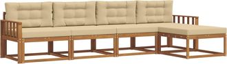 vidaXL Conjunto De Sof&aacute;s De Exterior 5 Uds. Natural Y Beige Vidaxl