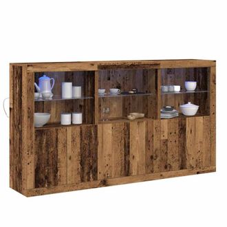 Berkfield Home Sideboard with LED Lights Old Wood 181.5x37x100 cm Engineered Wood in Brown