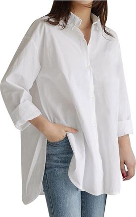 Generic Nidddiv Solid Colour Shirts for Women UK Long Sleeve Lapel Shirt Button Down Loose Ladies Blouses Lightweight Casual T Shirts Baggy Long Shirts Soft O
