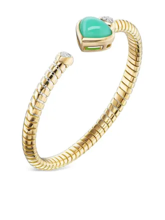 Marina B 18K yellow gold Trisolina chrysocolla and diamond bangle bracelet - women - 18kt Yellow Gold/Diamond/Chrysocolla - L