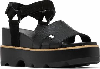 Sorel Womens Joanie Iv Ankle Strap Wedge In Black