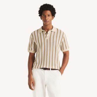Nautica Mens Striped Sweater Polo