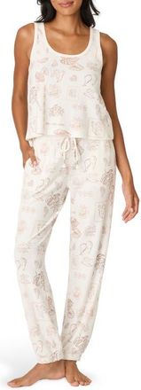 PJ Salvage Palms Away Pajamas in Ivory at Nordstrom, Size X-Large