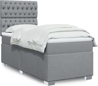 vidaXL Vidaxl - Cama Box Spring Con Colch&oacute;n Tela Gris Claro 90x190 Cm