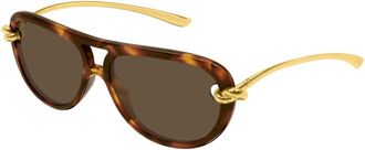 Bottega Veneta Aviator Zonnebril - Dames - Zonnebrillen - Bruin - 58 MM - Nylon - Accessoires
