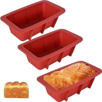 OEM Moldes De Silicona Para Hornear Panecillos Peque&ntilde;os - Antiadherentes - 3 Piezas - Rojo - 12 Cm