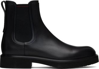 Ferragamo Black Calfskin Chelsea Mens Boots