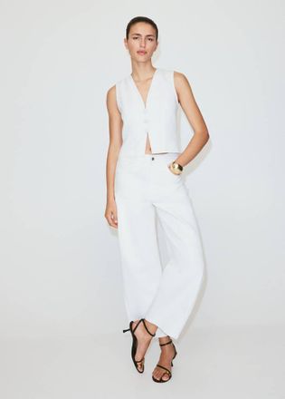 Mango Top denim alamari bianco - Donna - XS - MANGO