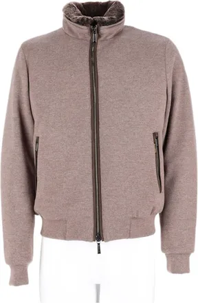 Moorer Plush High Collar Jacket With Faux Fur Lining