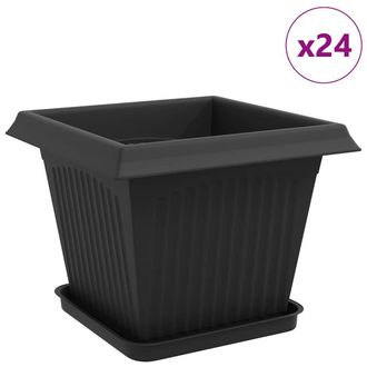 vidaXL Macetas 24 Pcs Negro 33 X 33 X 26 Cm Pl&aacute;stico Vidaxl