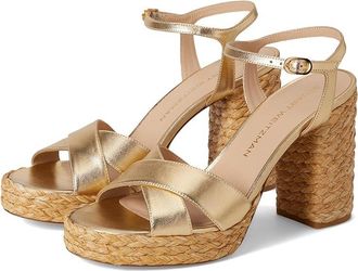 Stuart Weitzman Dayna Platform Sandal Womens Sandals Golden/Natural : 10.5 M, Leather