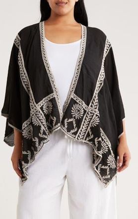 Forgotten Grace Embroidered Ruana in Black/White at Nordstrom Rack, Size 2X