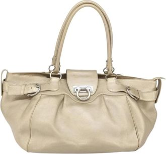 Ferragamo Pre-owned Tote Bags, female, Yellow, Size: ONE SIZE Pre-owned Vintage Gancini Shoulder Bag