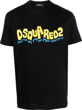 Dsquared2 logo print crew-neck T-shirt - men - Cotton - M - Black