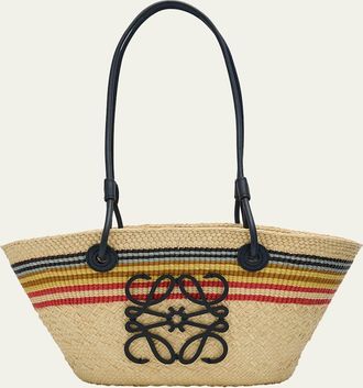 Loewe x Paulas Ibiza Small Anagram Striped Basket Tote Bag in Raffia