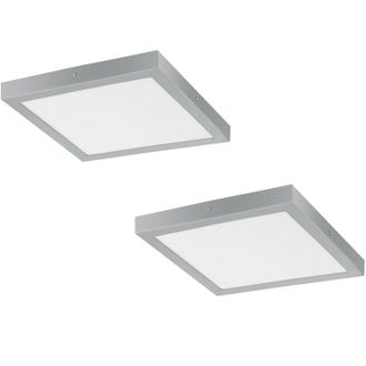 Loops 2 PACK Wall / Ceiling Light Silver 400mm Square Surface Mounted 25W LED 3000K in Metallics