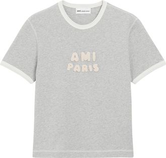 Ami Short-Sleeve Classic Fit T-Shirt with Knitted Patch