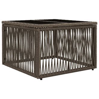 vidaXL Mesa De Jard&iacute;n Gris Y Negro 55 X 55 X 37 Cm Rattan Pe Y Cristal Vidaxl
