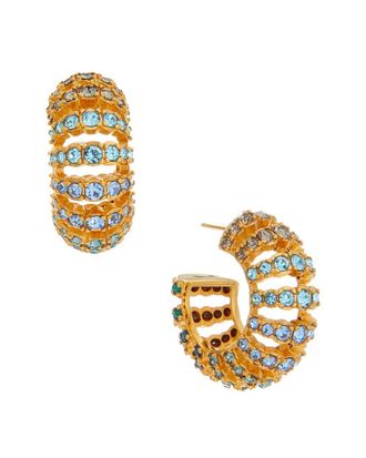 Oscar De La Renta Rhinestone Hoop Earrings