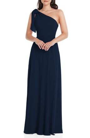 After Six One-Shoulder Evening Gown in Midnight Navy at Nordstrom, Size 18