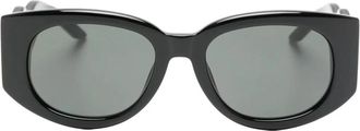 Casablanca Acetate & Metal Oval Wave Zonnebril - Heren - Zonnebrillen - Zwart - ONE Size - Leer - Accessoires