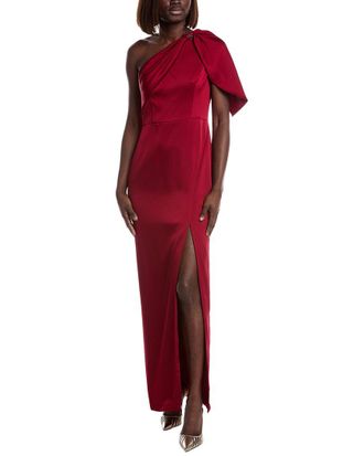 Aidan Mattox Satin One-Shoulder Gown