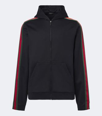 Gucci Sudadera con capucha Web Stripe en mezcla de seda y algod&oacute;n