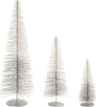 Melrose International Glittered Ombre Bottle Brush Tree (Set of 3) - Silver