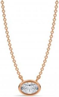 Allurez Oval Lab Diamond Solitaire Pendant Necklace 14K Rose Gold (0.50ct)