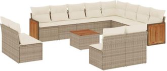 vidaXL Set Sof&aacute;s De Jard&iacute;n Con Cojines 13 Pzas Rat&aacute;n Sint&eacute;tico Beige Vidaxl