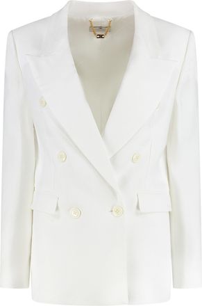 Elisabetta Franchi Womens Double-breasted Gabardine Jacket - White Linen - Size EU 38 (Womens)