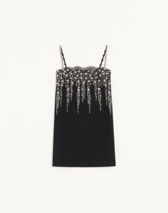 Valentino Embroidered Crepe Couture Short Dress Wo