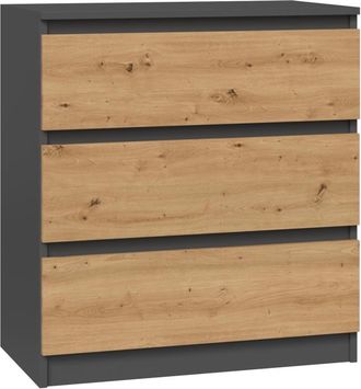 Topeshop Aster T3 - C&oacute;moda De Dormitorio De 3 Cajones - 77x70x40 - Unidad De Almacenamiento - Estilo Escandinavo