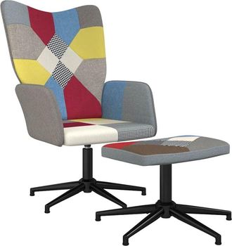 vidaXL Silla de relax con taburete tela patchwork vidaXL