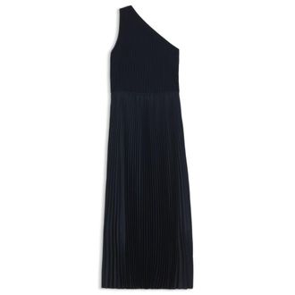 BOSS Rib-knit one-shoulder dress with pleated skirt